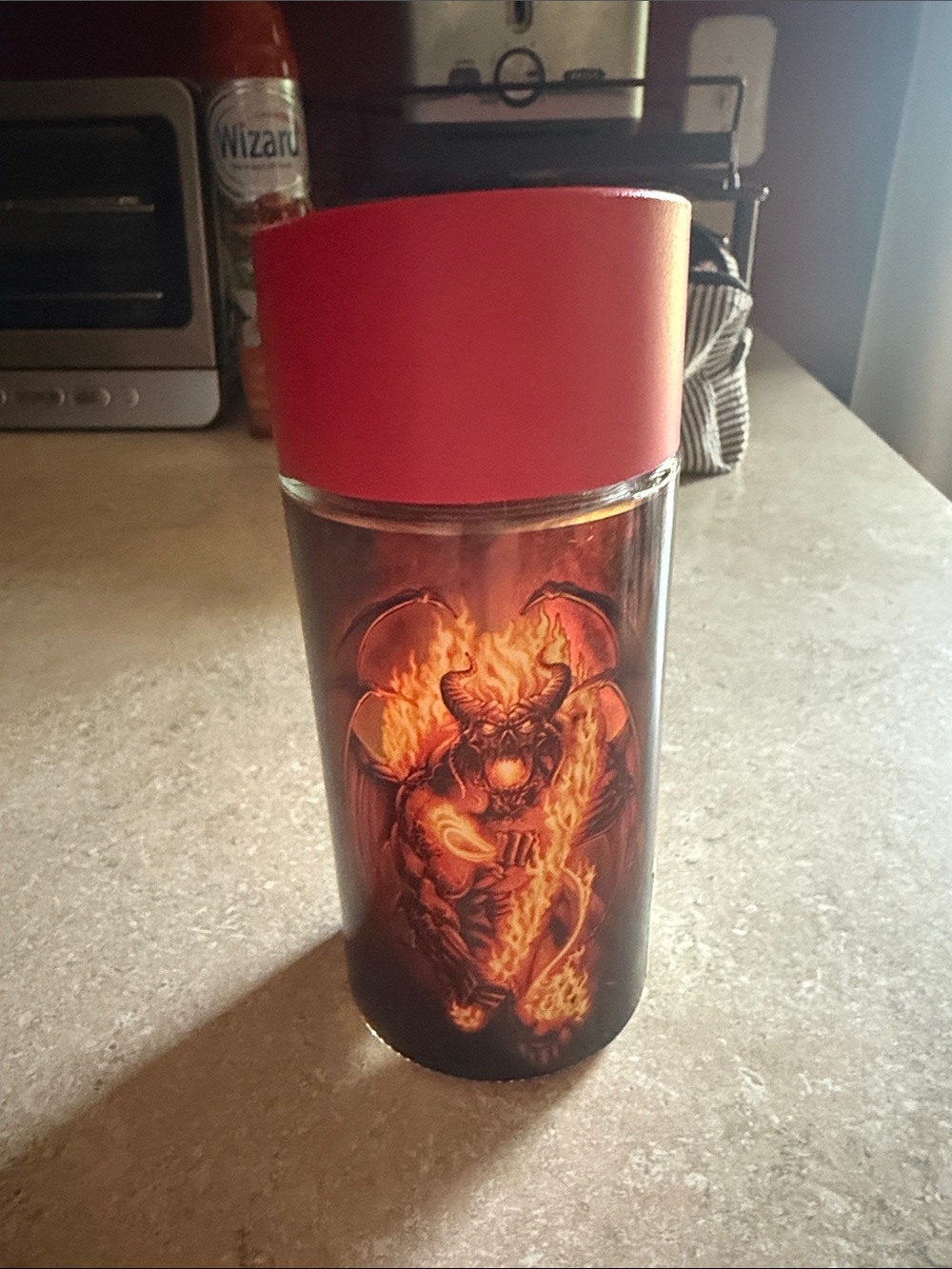 Red Devil Flame Decorative ashtray with removable lid